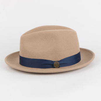 The Bowery Fedora | Felt Hat | Camel with Blue Band