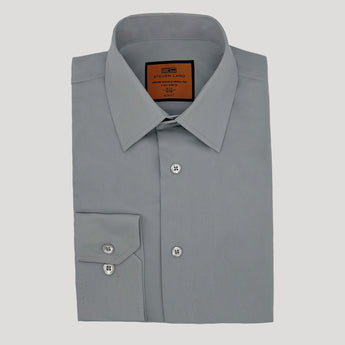 4 Way Stretch Travel Dress Shirt | Barrel Cuff | Point Collar | Slim Fit | Silver