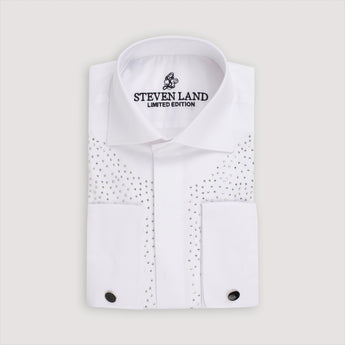 The Dean Dress Shirt | Spread Collar | French Cuff | Crystal Detail | 100% Cotton