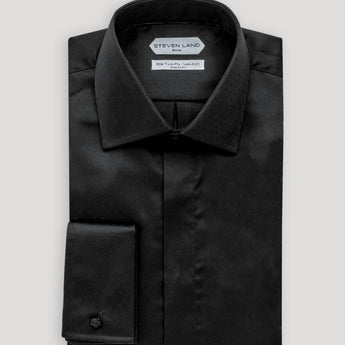 The Opulence Dress Shirt | Elite Collection | French Cuff | Double Woven Cotton | Black