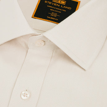 The Rogue Herringbone Dress Shirt | Classic Collar | Adjustable Barrel Cuff | 100% Cotton