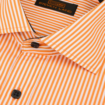 The Callum Dress Shirt | Spread Collar | French Cuff | 100% Cotton | Orange