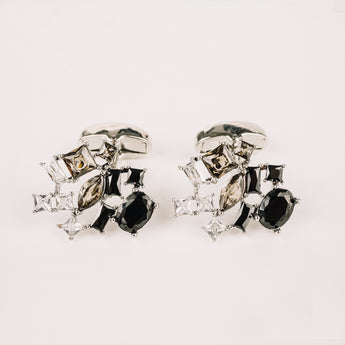 The Star Cluster Cufflinks Set | Black Ombre Stones in Silver