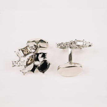 The Star Cluster Cufflinks Set | Black Ombre Stones in Silver