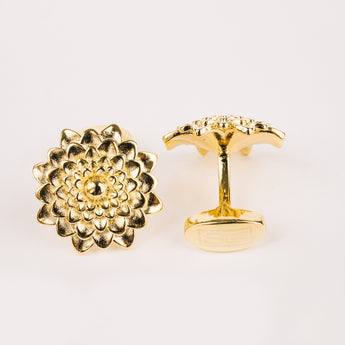 The Dahlia Flower Cufflinks Set | Gold