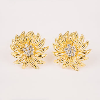 The Sunflower Cufflinks Set | Diamond and Gold