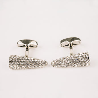 The Karrot Cufflinks Set | Silver with Diamond Gemstones