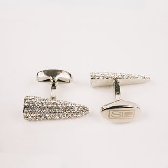 The Karrot Cufflinks Set | Silver with Diamond Gemstones