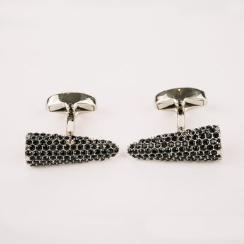 The Karrot Cufflinks Set | Silver with Black Gemstones