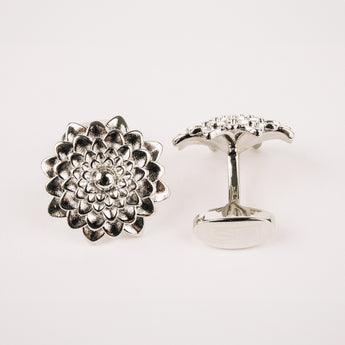 The Dahlia Flower Cufflinks Set | Silver