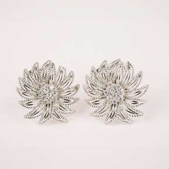 The Sunflower Cufflinks Set | Diamond and Silver