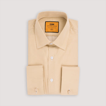 Maple brown dress shirt with french cuffs and modern collar