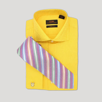 Steven Land | 4 PC Set | Dress Shirt, Tie, Hanky & Cufflink