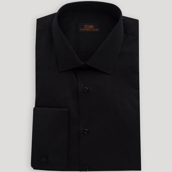 The Next Generation Satin Dress Shirt | 100% Cotton | Modern Point Collar | Black