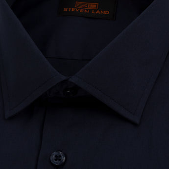 The Next Generation Satin Dress Shirt | 100% Cotton | Modern Point Collar | Midnight Blue