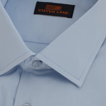 The Next Generation Satin Dress Shirt | 100% Cotton | Modern Point Collar | Sky Blue