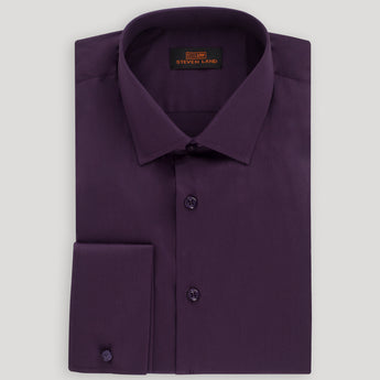 The Next Generation Satin Dress Shirt | 100% Cotton | Modern Point Collar | Blackberry