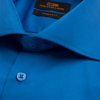 The Next Generation Satin Dress Shirt | 100% Cotton | Modern Point Collar | Royal