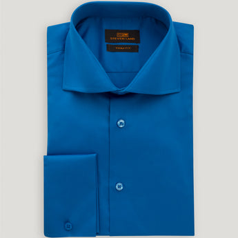 The Next Generation Satin Dress Shirt | 100% Cotton | Modern Point Collar | Royal