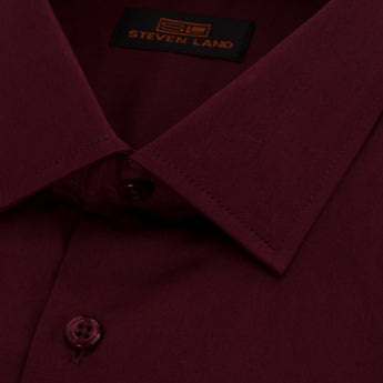 The Next Generation Satin Dress Shirt | 100% Cotton | Modern Point Collar | Burgundy