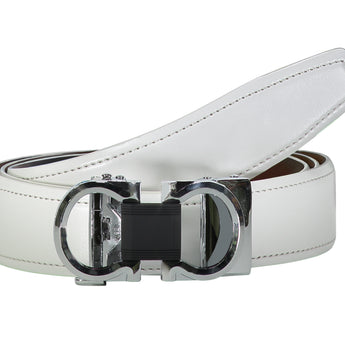 Steven Land Belt | Genuine Leather | Buckle with Clip | White