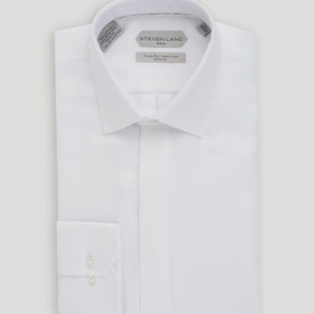 The River Twill Dress Shirt | Elite Collection | Double Woven Cotton | Button Cuff | White