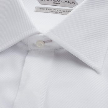 The River Twill Dress Shirt | Elite Collection | Double Woven Cotton | French Cuff | White