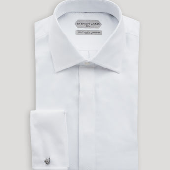 The River Twill Dress Shirt | Elite Collection | Double Woven Cotton | French Cuff | White