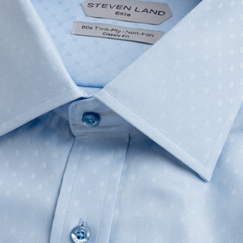 The Luxury Argyle Dress Shirt | Elite Collection | Double Woven Cotton | French Cuff | Blue