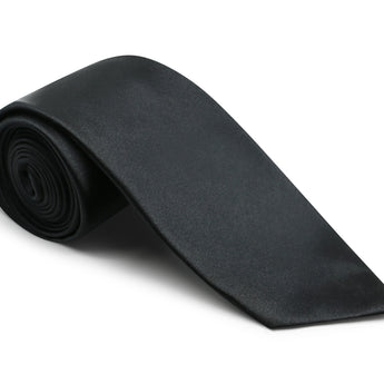 Steven Land Solid Essential Collection 100% Silk Tie and Matching Hanky - Black Color