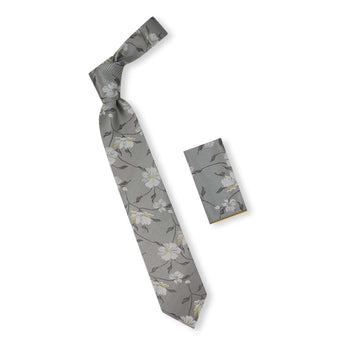 Steven Land Big Knot Tie |100% Silk | Pascal Floral Tie & Pocket Square