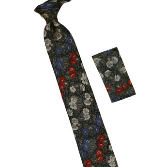 Steven Land | 100% Silk | Pierre Floral Tie & Pocket Square