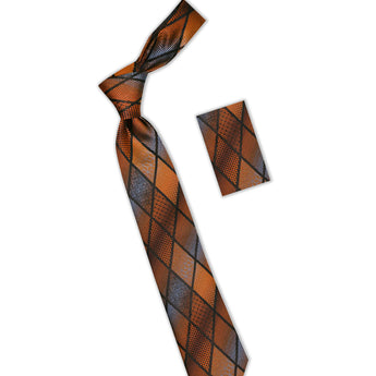 Steven Land | 100% Silk | Geometric Tie & Pocket Square