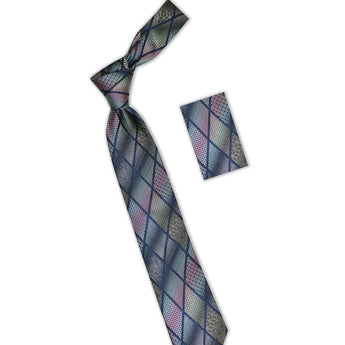 Steven Land | 100% Silk | Geometric Tie & Pocket Square