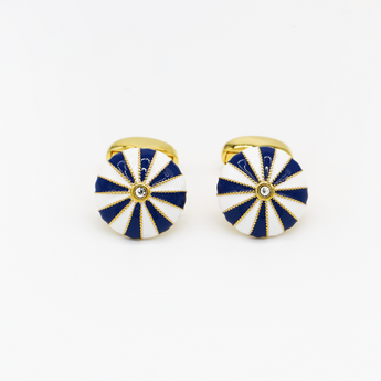 Steven Land Cufflinks Set | Venezia Umbrella Top View  | Color Gold Cast with Enamel