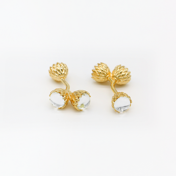 Steven Land Cufflinks | Acorn Style | Gold and Crystal