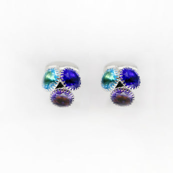 Steven Land Cufflinks | Trio Style | Silver and Multi Crystal Gemstone