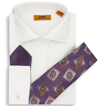 Steven Land | 4 PC Set | Dress Shirt, Tie, Hanky & Cufflink