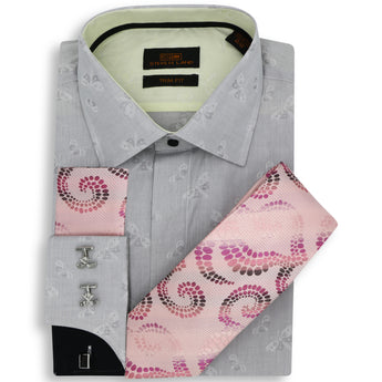 Steven Land | 4 PC Set | Dress Shirt, Tie, Hanky & Cufflink