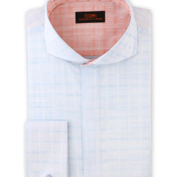 Strié Check Dress Shirt | Blue | DA1902