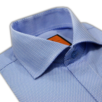 Steven Land Dress Shirt  | Slim & Classic | The Majestic | Houndstooth Design | Spread Collar | Blue