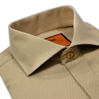 Steven Land Dress Shirt  | Slim & Classic | The Majestic | Houndstooth Design | Spread Collar | Sand