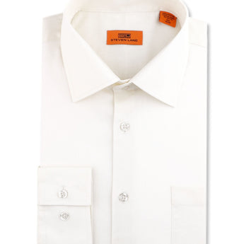 Poplin Dress Shirt | Trim Fit | Button Cuff | 100% Cotton | Color Egg Shell