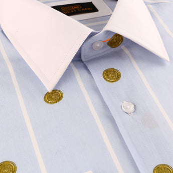 Greek Medallion Dress Shirt | Blue