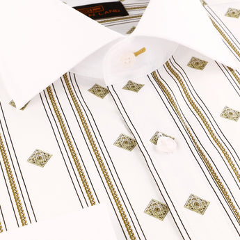 Steven Land | Roman Chains Dress Shirt + Cufflink | White