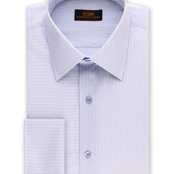 Steven Land | Unique Split Stripes Dress Shirt + Cufflink | Blue