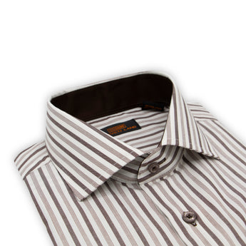 Steven Land Dress Shirt | Glasgow | Spread Collar | 100% Cotton | Brown