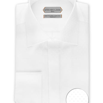 Steven Land Elite | Non Iron Micro Boxes Dress Shirt | Two-Ply Cotton | White