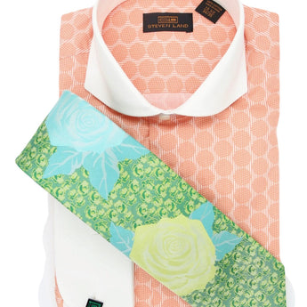 Steven Land | 4 PC Set | Dress Shirt, Tie, Hanky & Cufflink