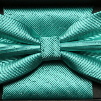 Steven Land | Solid Textured Bow Ties and Hankey Set | Torquoise